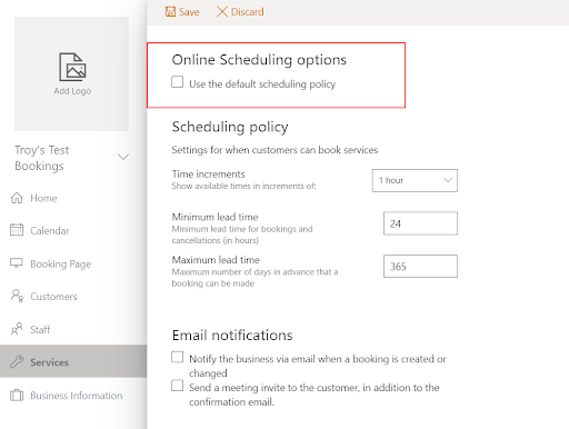 Microsoft Bookings Scheduling