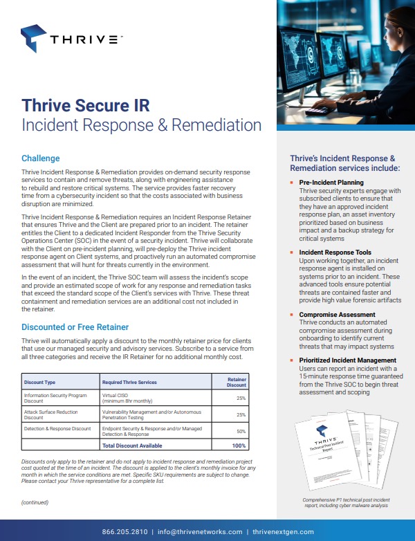 Thrive Secure IR – Incident Response & Remediation