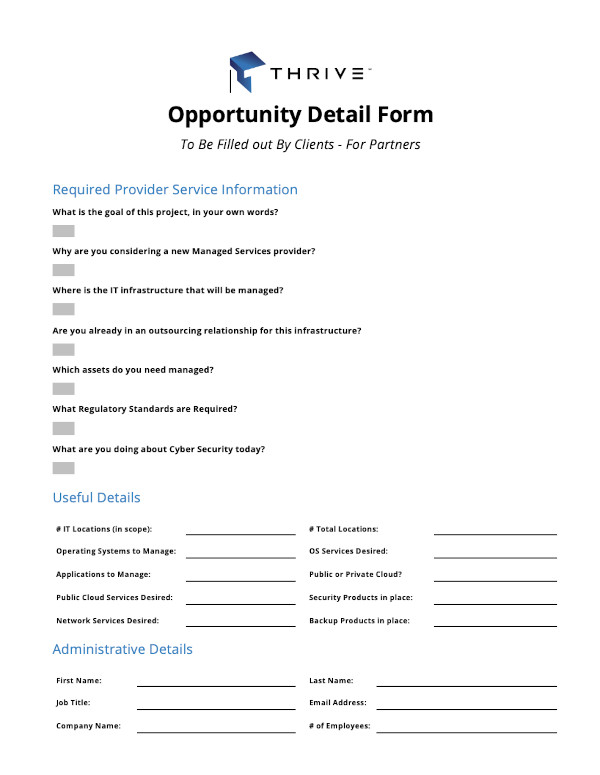 thrive opportunity detail form